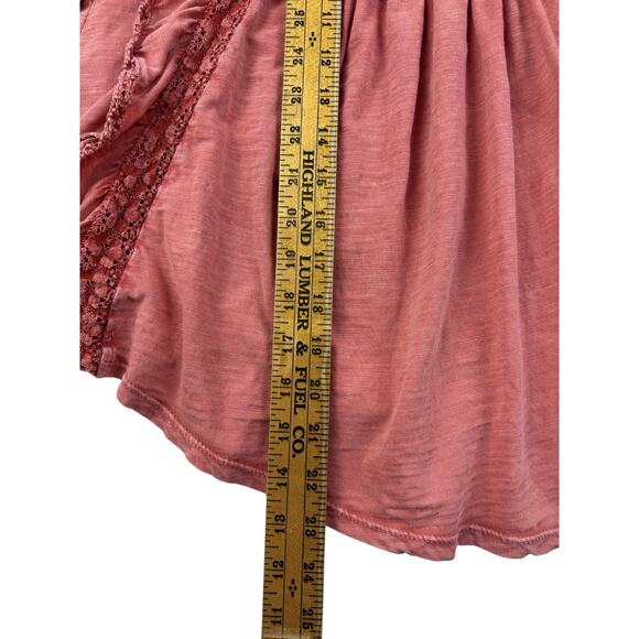 Free People Le Femme Ruffled Crochet Top Coral Pink Beachy Victorian Boho Small - Picture 9 of 10